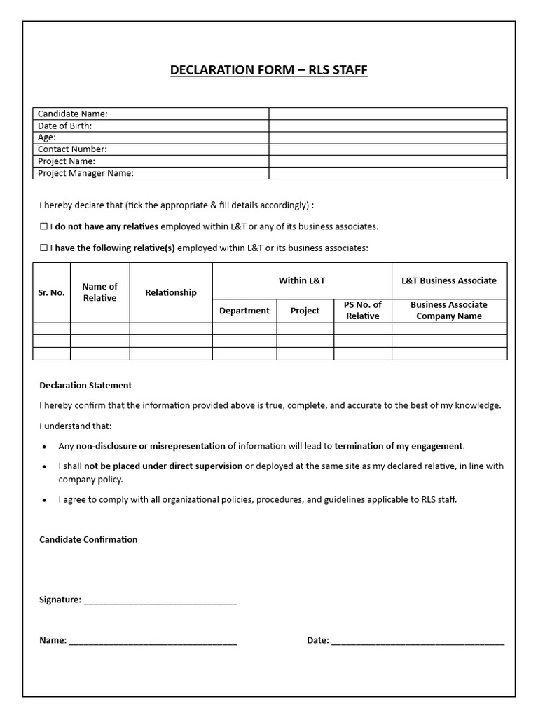 Rls Declaration Form_13apr26 | PDF