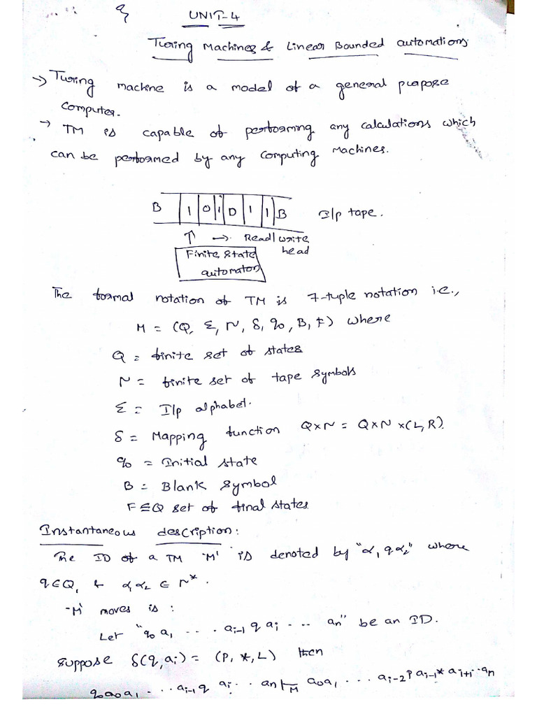 TOC - Unit 5 Turing Machine | PDF
