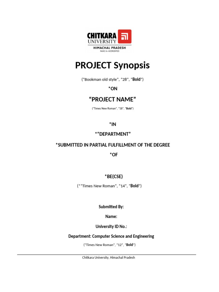 PROJECT Synopsis Format | PDF