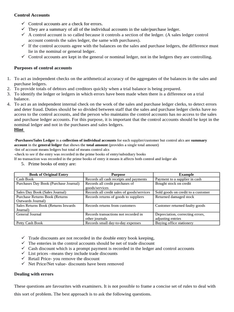 Control Accounts | PDF | Debits And Credits | Bookkeeping