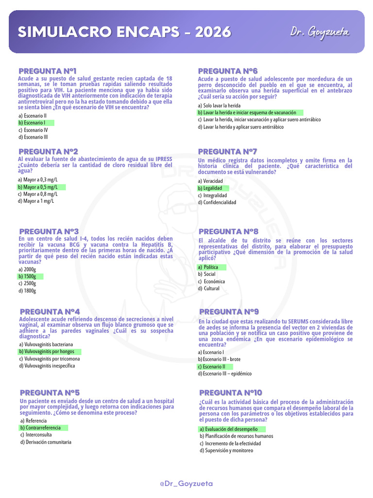 Simulacro Encaps 2026 - Con Claves | PDF | Diabetes | Aborto