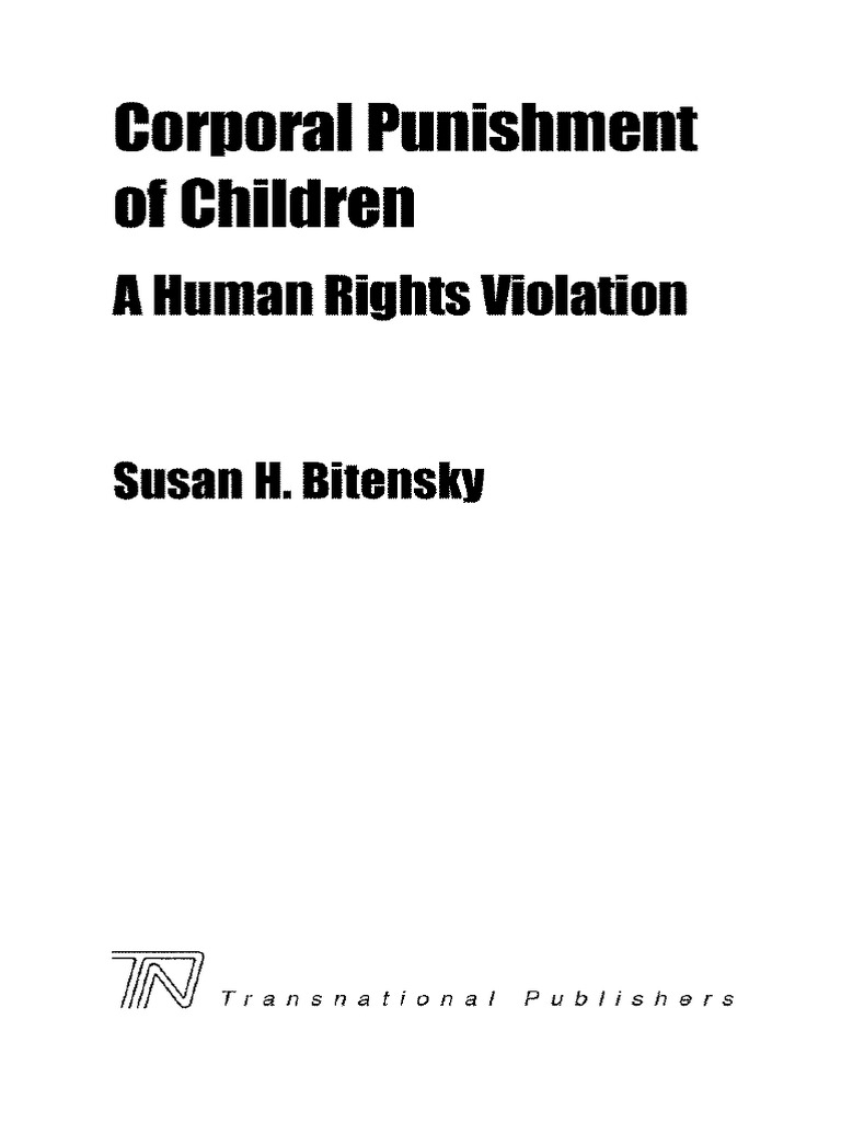 Corporal Punishment of Children - Susan Bitensky | PDF | Corporal ...