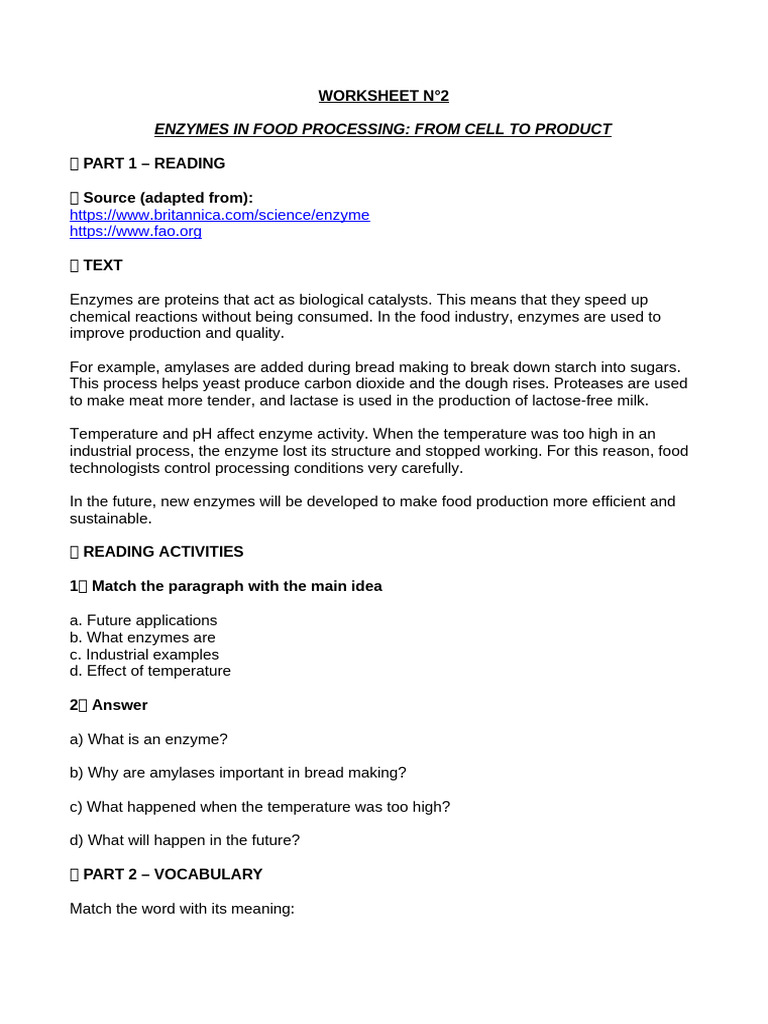 WORKSHEET N2-6A | PDF | Enzyme | Catalysis