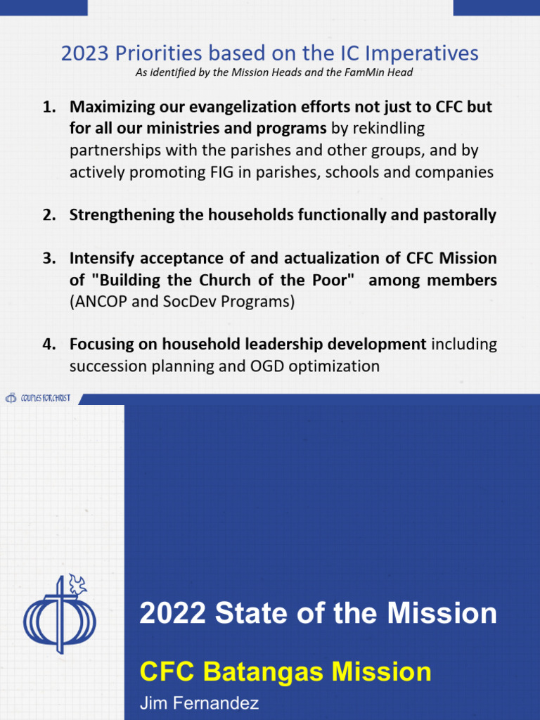 Cfc Batangas 2022 State of the Mission 2023 Target and Directions ...