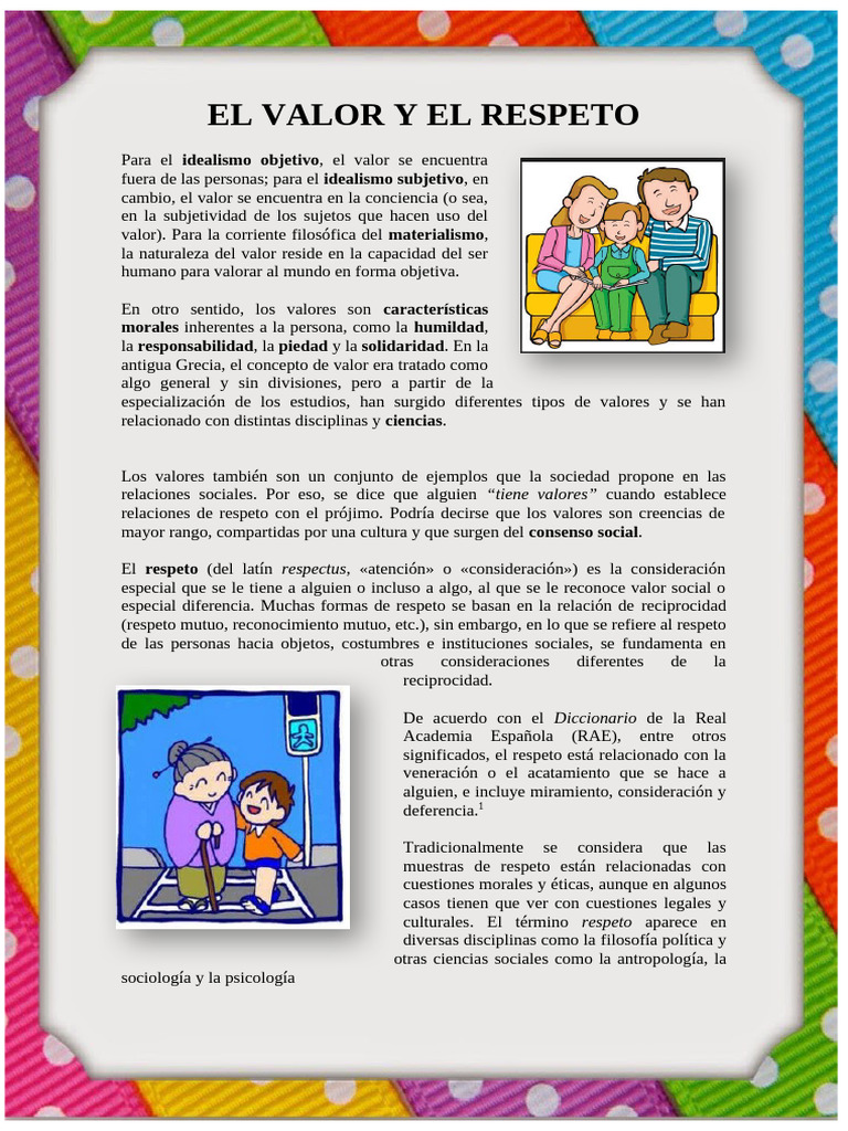El Valor y El Respeto | PDF | Ciencias del comportamiento