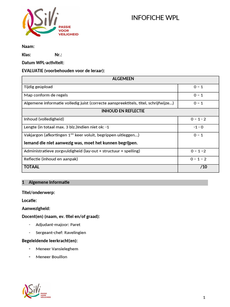 Sjabloon Infofiche WPL DV | PDF