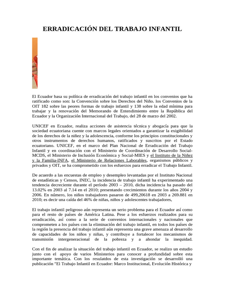 Erradicación Del Trabajo Infantil | PDF | Trabajo infantil ...