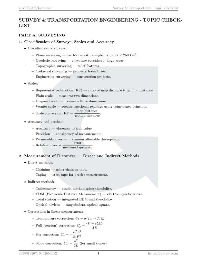 Survey Transportation Topic Checklist Detailed | PDF | Surveying | Road ...