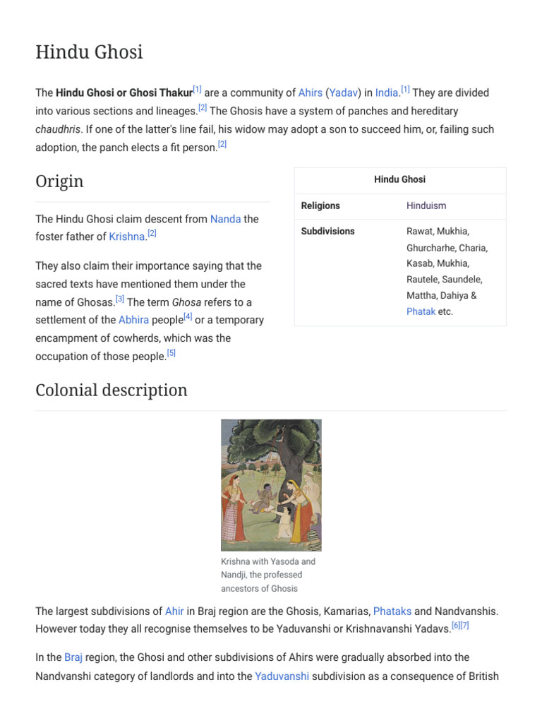 Hindu Ghosi - Wikipedia | PDF