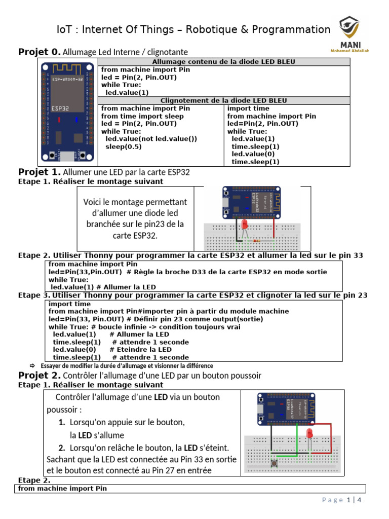 TP 1 Robotique ESP32 | PDF | Diode électroluminescente | Ingénierie ...