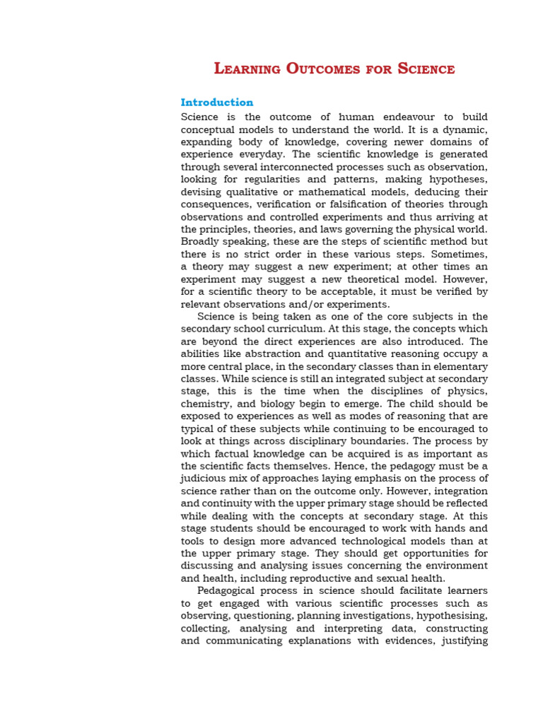 Learning Outcomes | PDF | Science | Theory