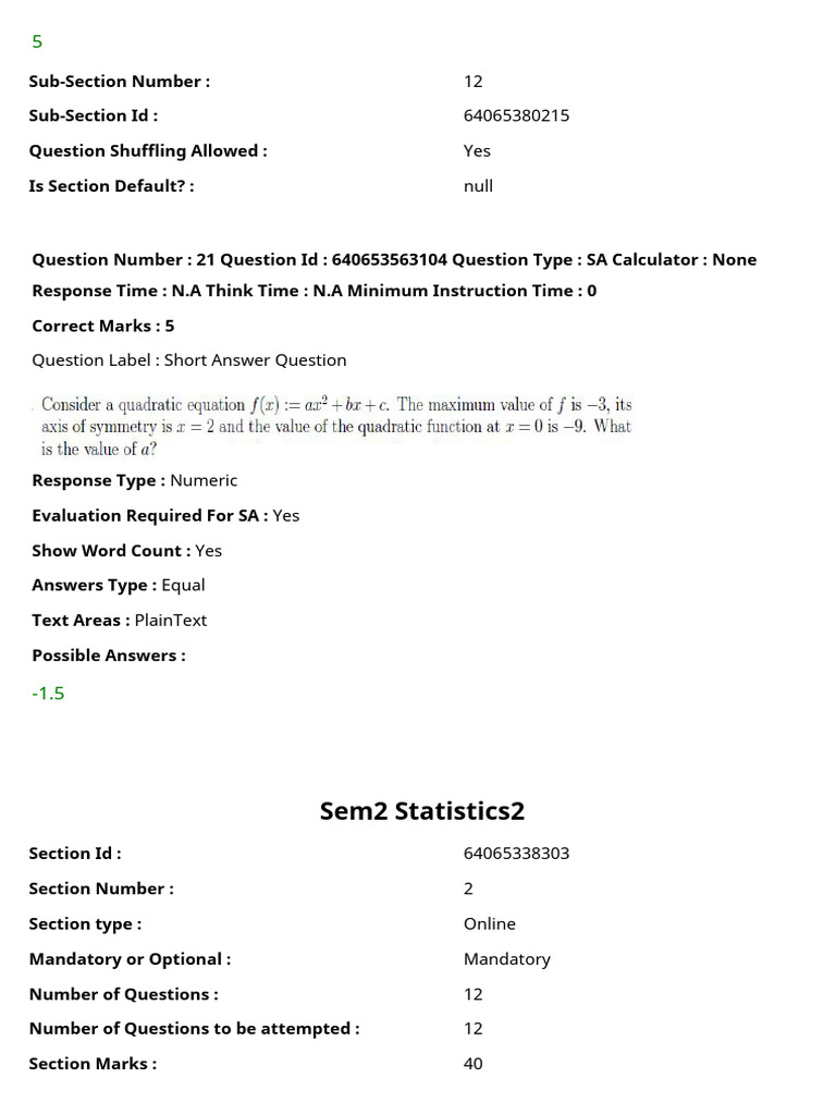 Sem2 Statistics2 (1) | PDF | Multiple Choice | Statistical Analysis