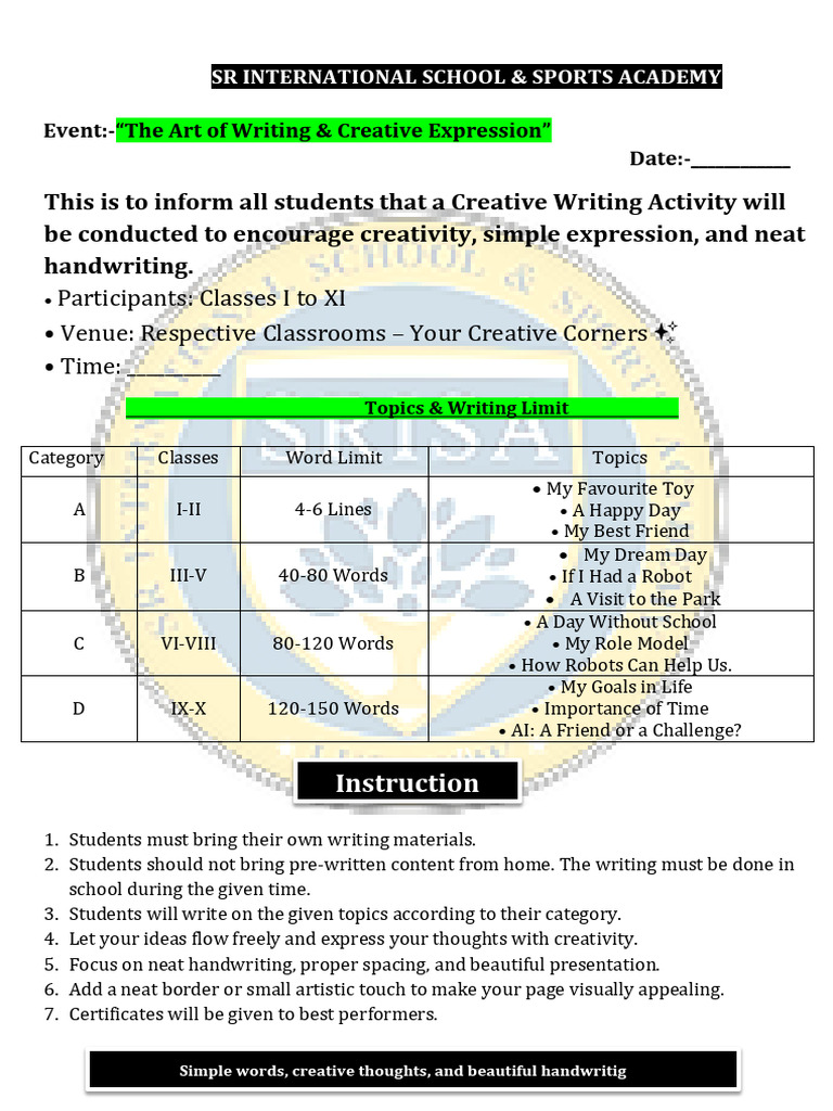 Creative Writing Activity | PDF