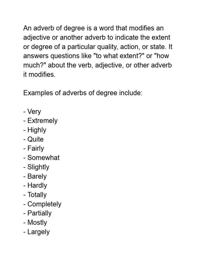 Adverb of Degree | PDF