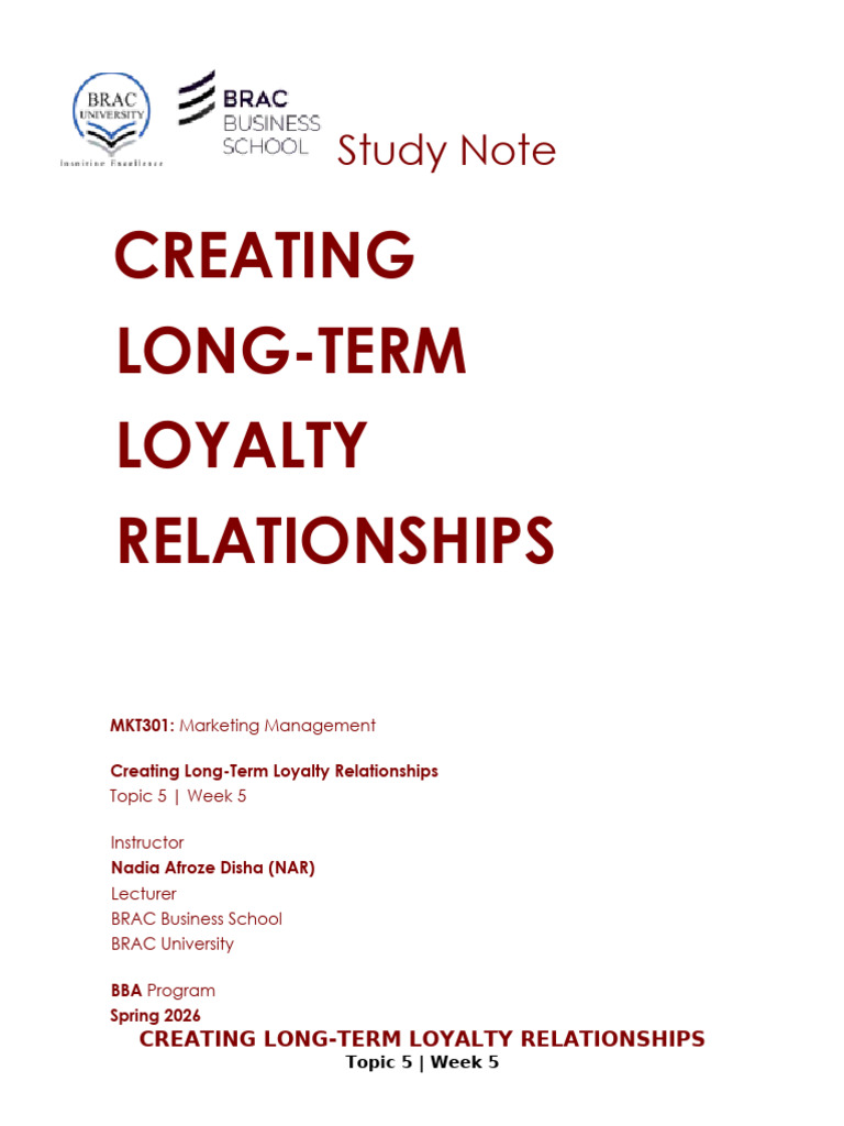 MKT301_BBA_Spring 26_NAR_Creating Long-Term Loyalty Relationships_Note ...
