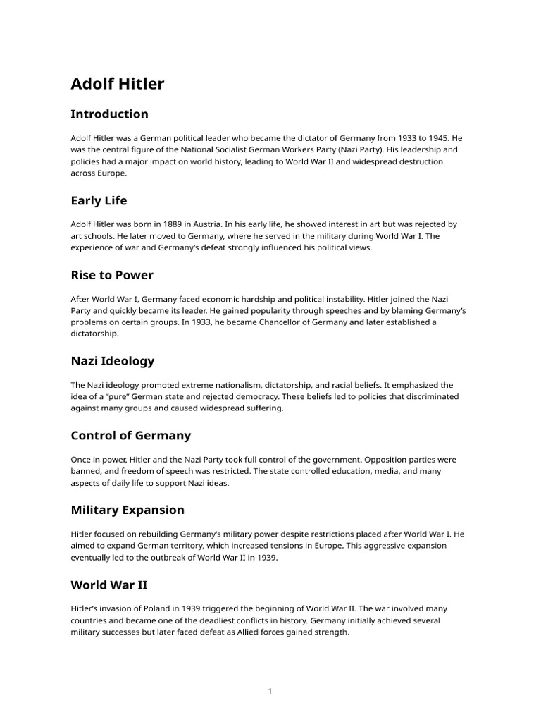 Adolf Hitler 10-page Document | PDF | Nazi Germany | Adolf Hitler