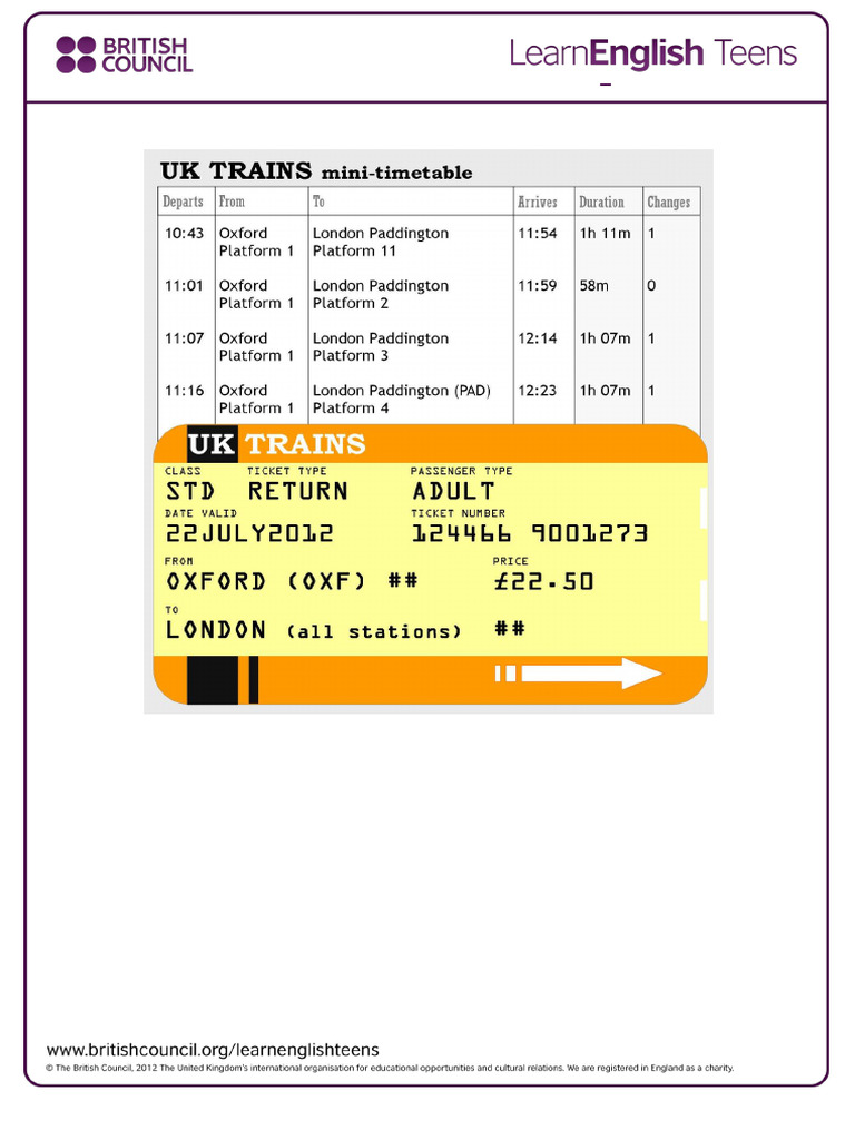 A Train Timetable - Timetable and Ticket 1 | PDF