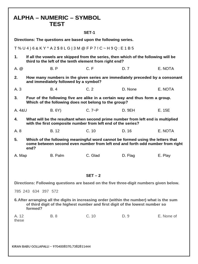 Aplha Numeric Series Word | PDF | Numbers | Number Theory