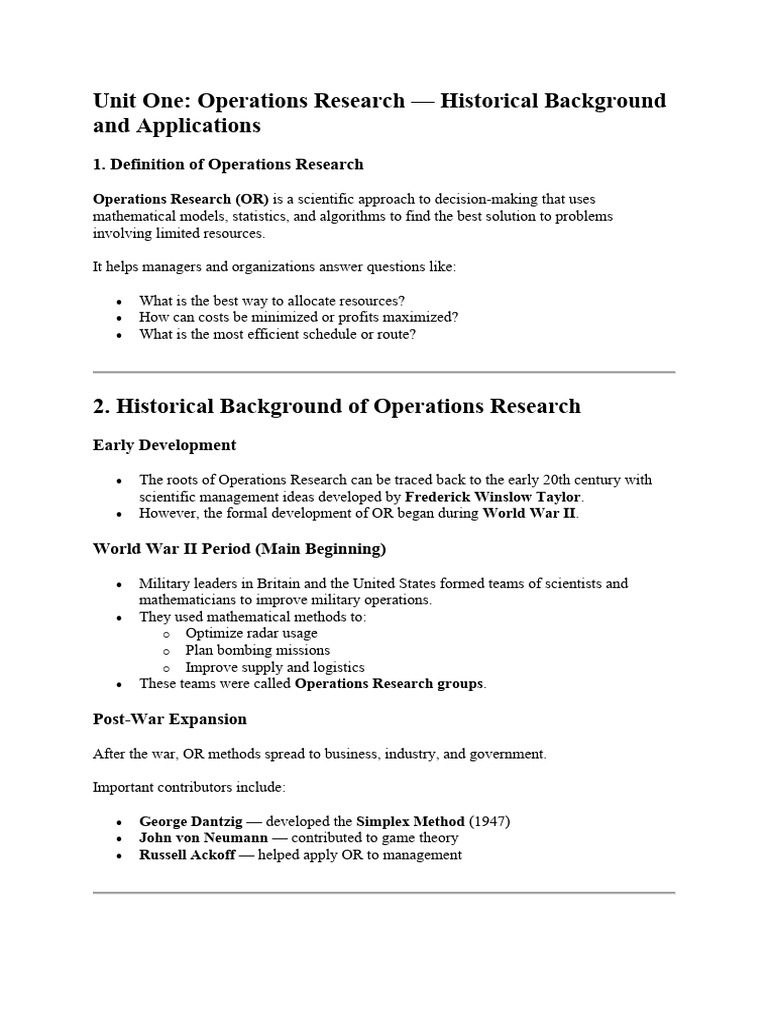 Operation Unit One | PDF | Operations Research | Mathematical Optimization