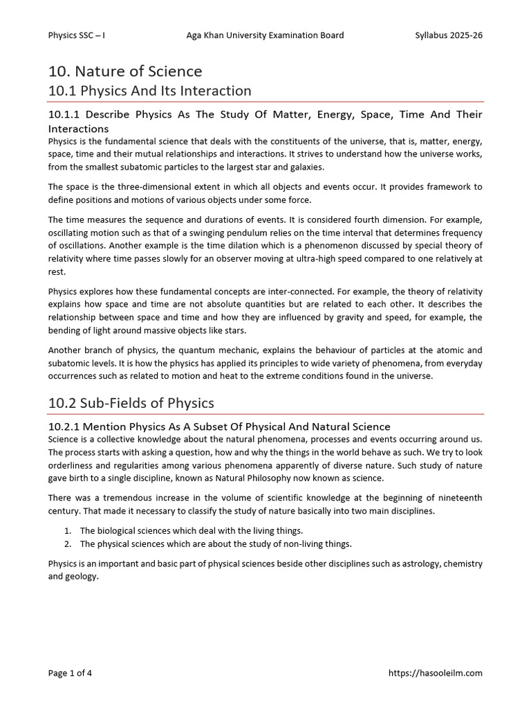 Class 9 Physics Notes SLO 10 | PDF | Physics | Time