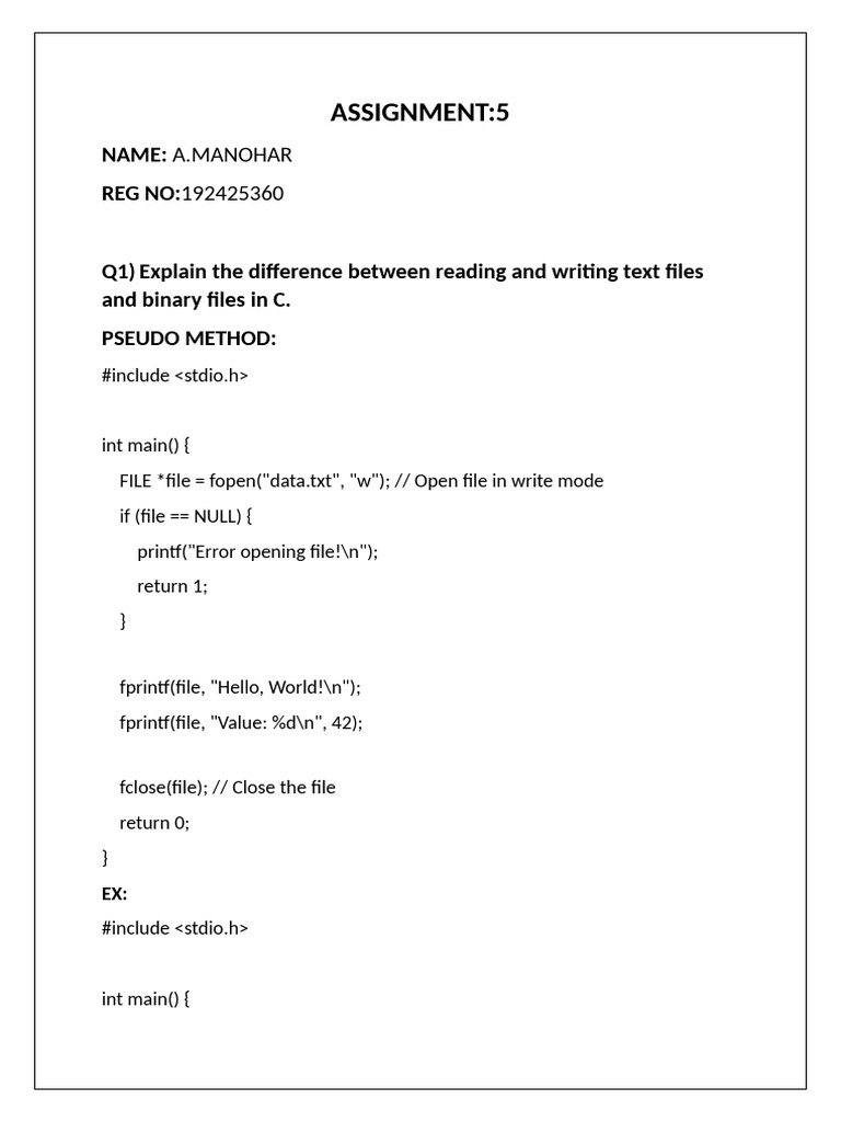 c Programming Assignment 5 | PDF | Computer File | Computer Data Storage