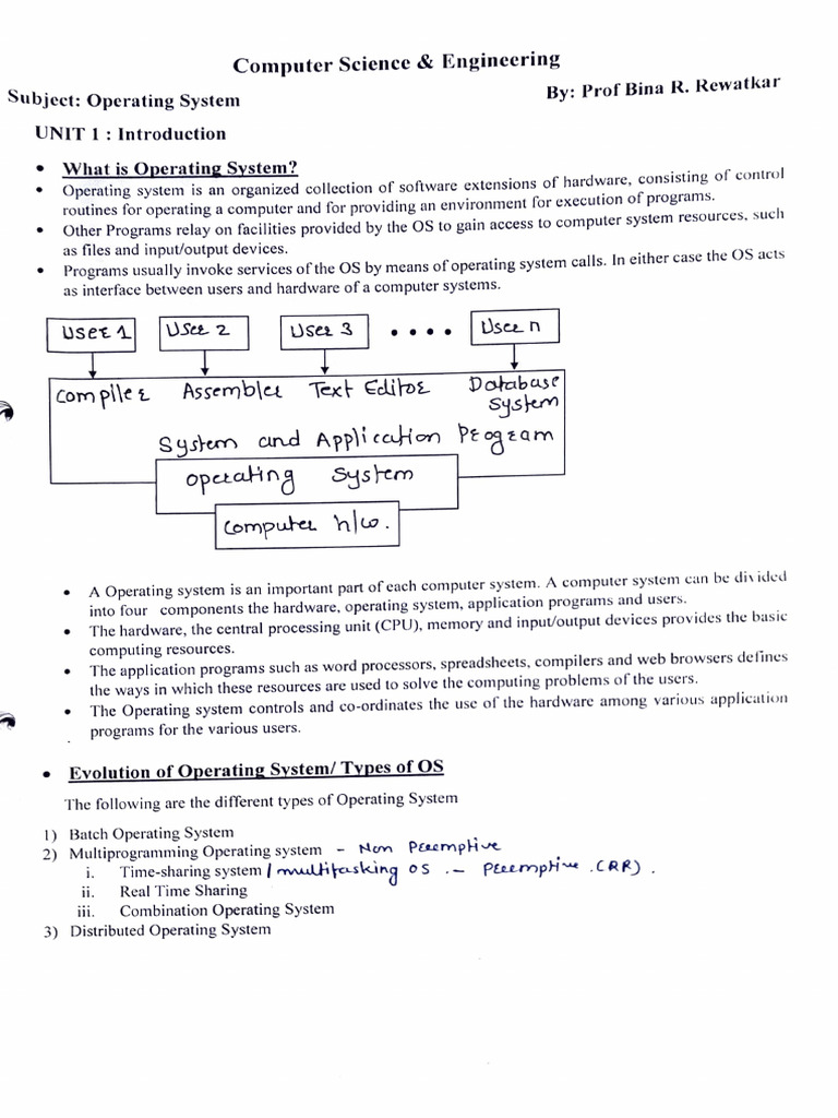 Operating System Unit 1. 3rd Sem | PDF