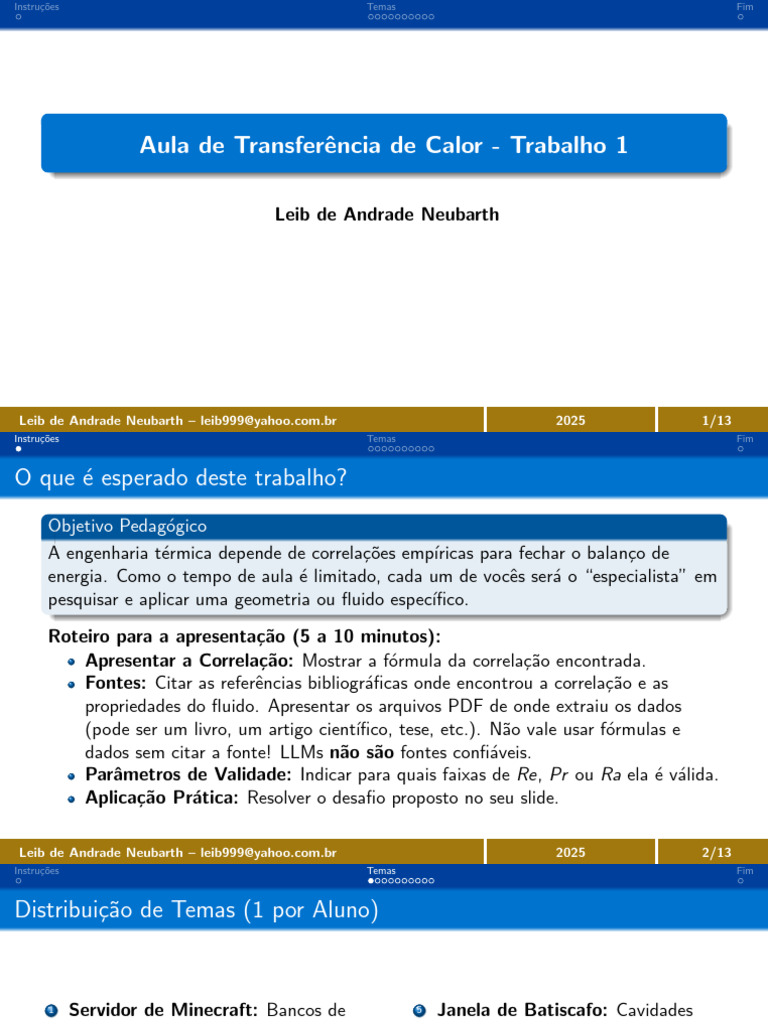 Aula Transcal 8.5 Trabalho 1 | PDF | Convecção | Triângulo