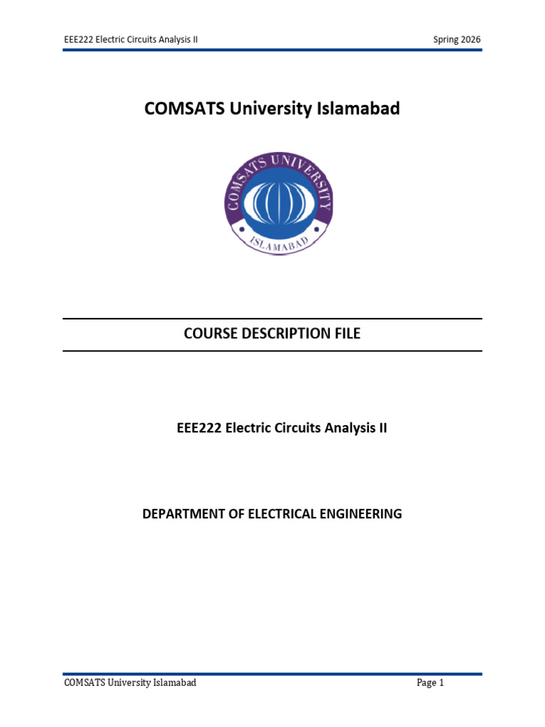 EEE222 Electric Circuits Analysis II | PDF | Ac Power | Electrical Network
