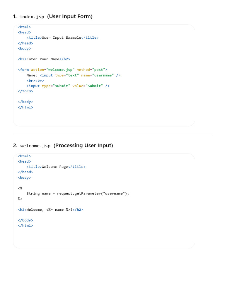 JSP User Input Form | PDF