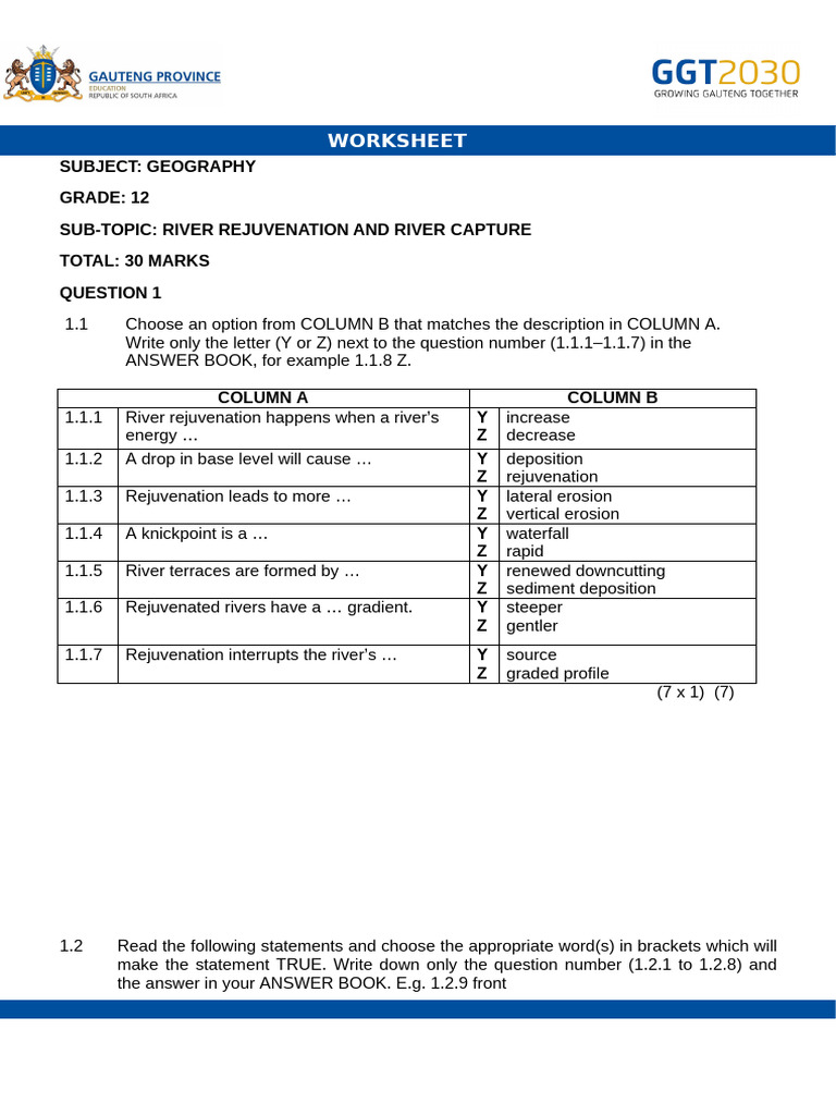 Geography Lesson 9 Jit Worksheet 10 April 2026 | PDF | Valley | Erosion