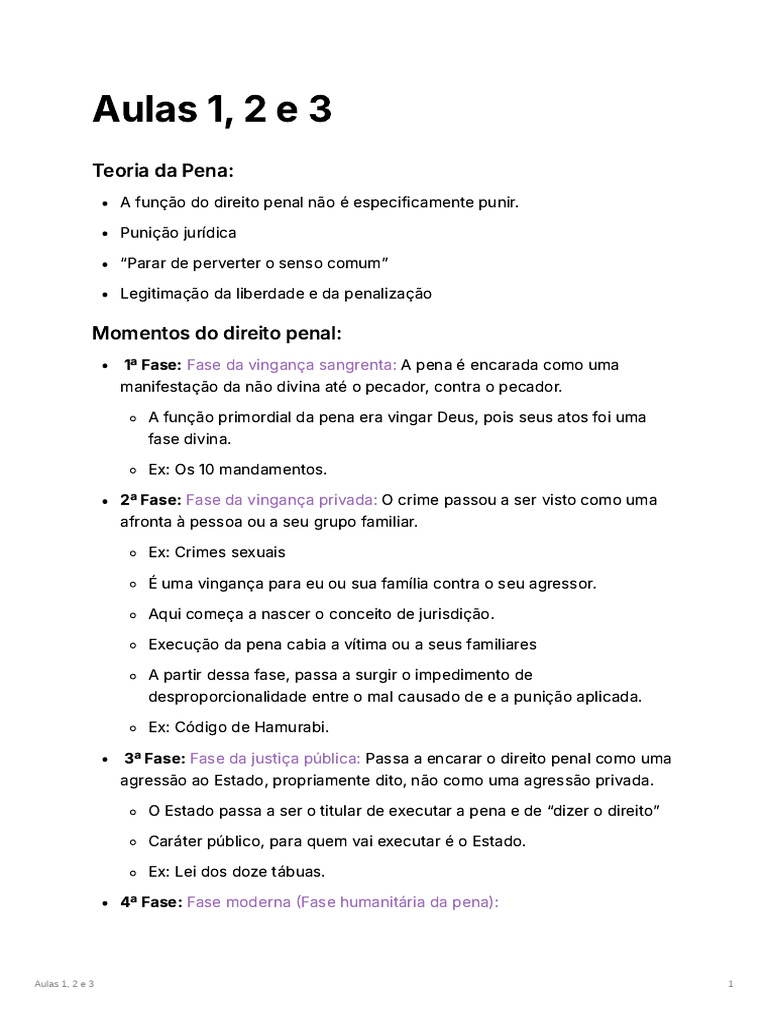 Aulas 1 2 e 3 | PDF | Direito Penal | Crimes