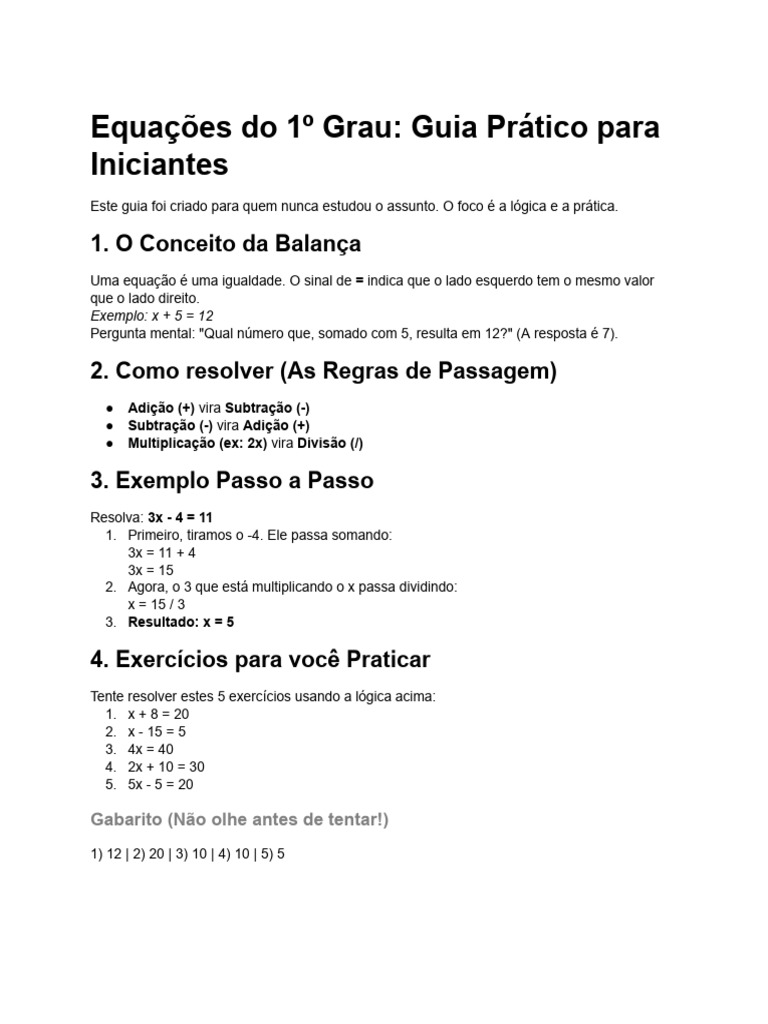 Equações Do Zero - Guia para Iniciantes | PDF
