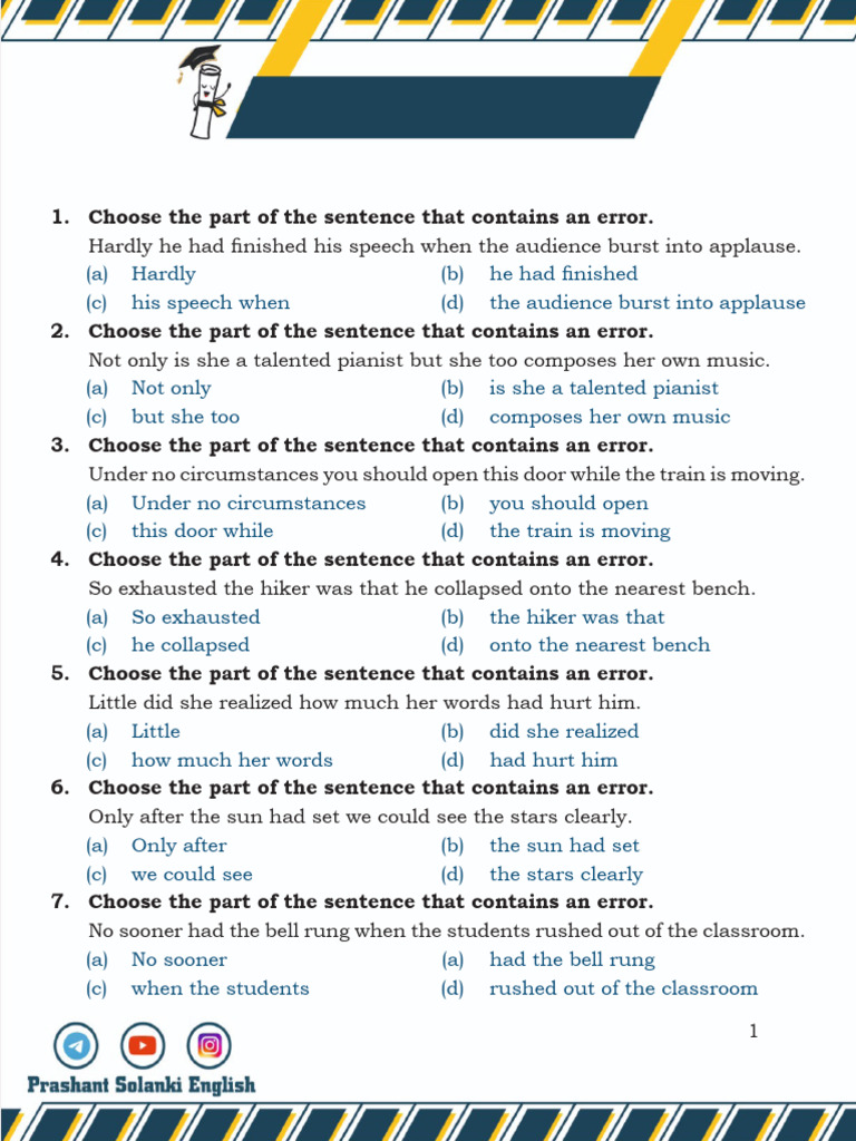 Inversion Practice Sheet by Prashant Solanki Sir | PDF | Subject ...