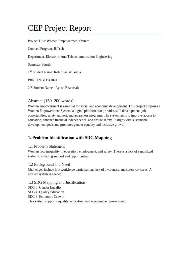 Syetc(23-03) CEP Project Report | PDF | Empowerment | Economies
