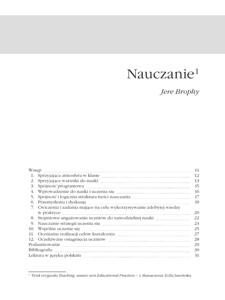 Jere Brophy Motywowanie Uczniow Do Nauki | PDF