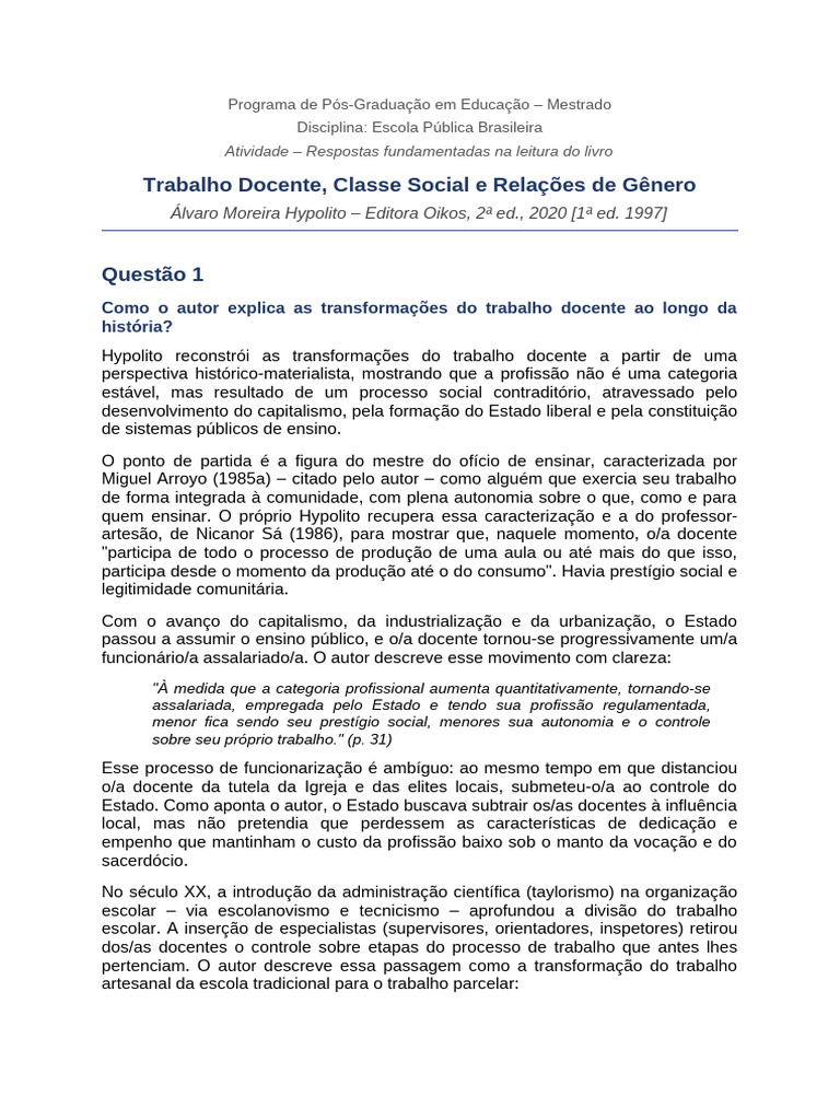 Respostas Hypolito v2 | PDF | Estado | Intelectual