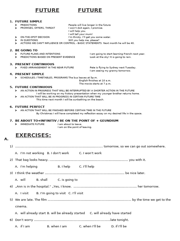 Future Tenses Review Worksheet Templates Layouts 129847 (1) | PDF