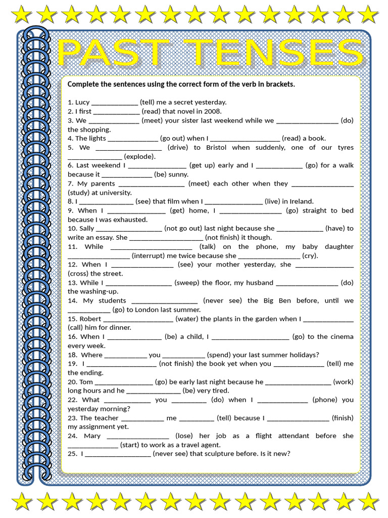 Past Tenses Review Grammar Drills 62781 | PDF