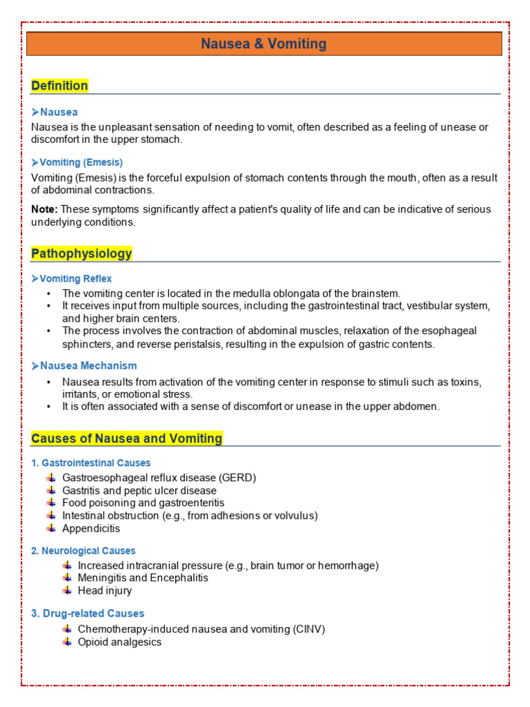Nausea and Vomiting[1] | PDF | Nausea | Vomiting