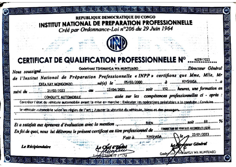 Certificat Inpp | PDF