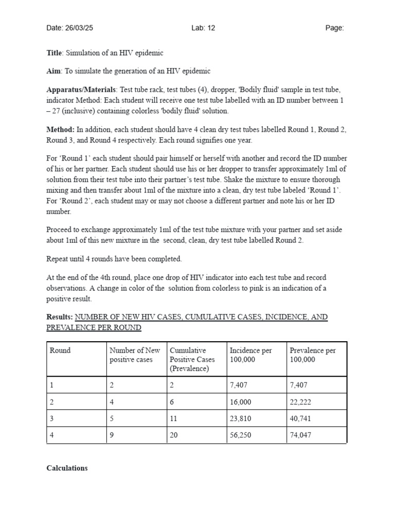 Title_ Simulation of an HIV Epidemic | PDF | Hiv | Infection