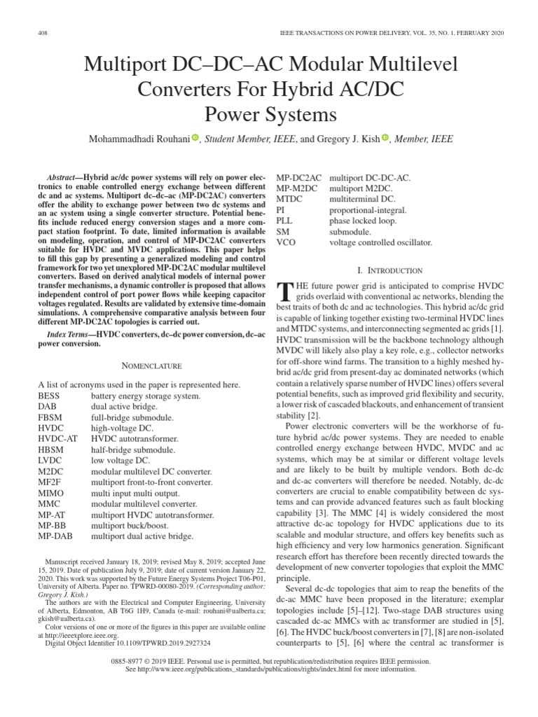Multiport DCDCAC Modular Multilevel Converters for Hybrid AC DC Power ...