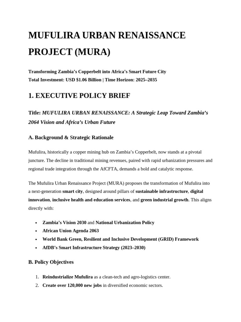 Mufulira Urban Renaissance Project | PDF | Public–Private Partnership ...