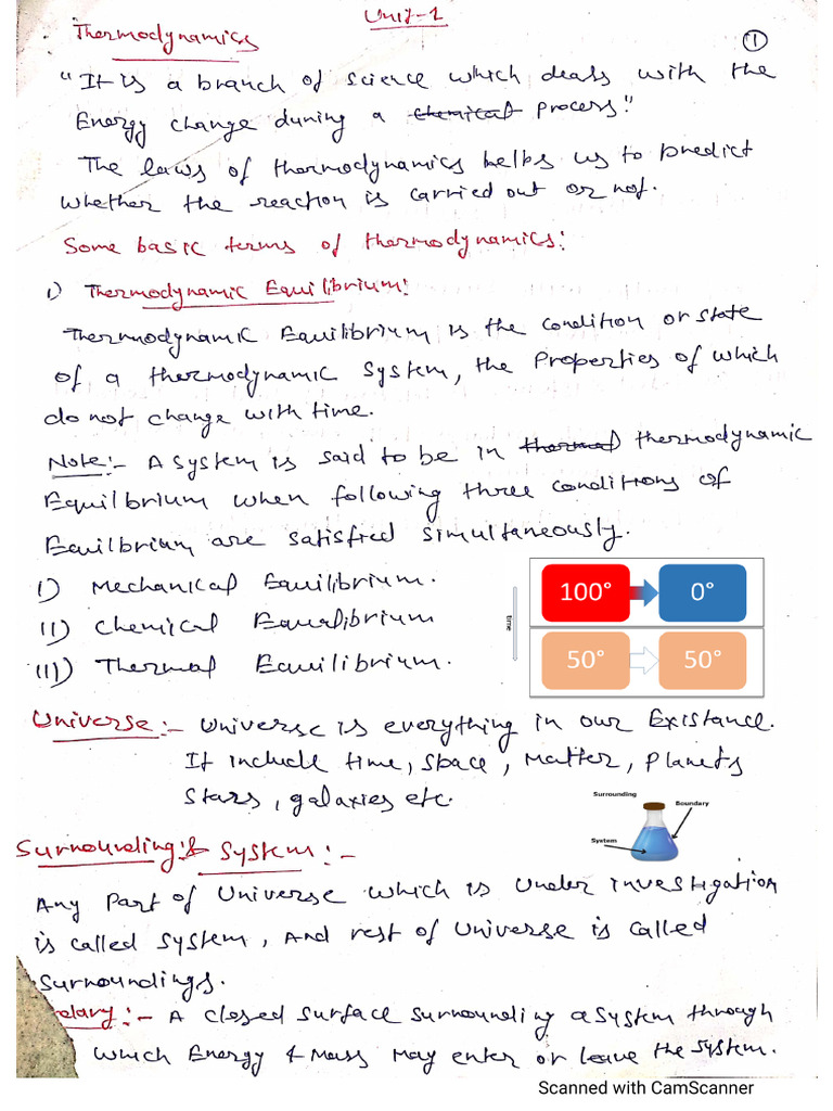 Unit 1 Thermodynamics Complete Notes | PDF