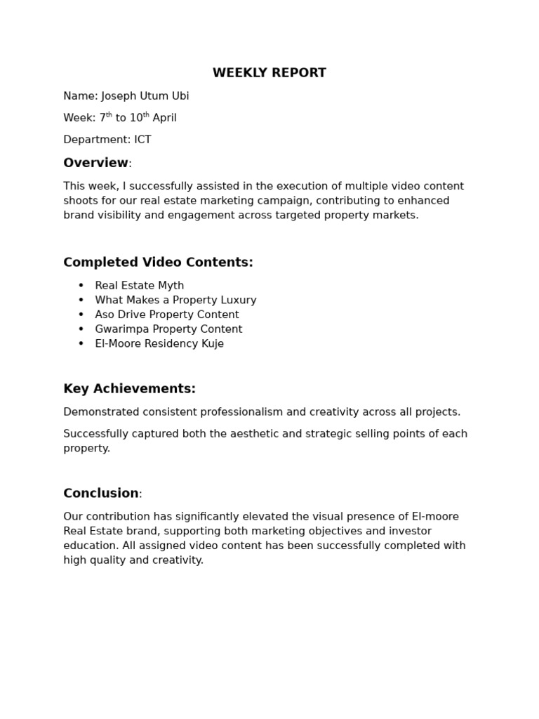 Weekly Report | PDF