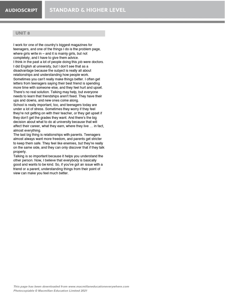 B1 U8 Test Audio Script | PDF