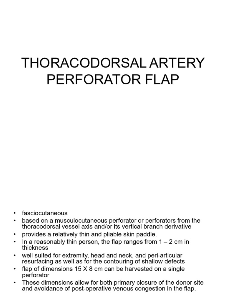 THORACODORSAL ARTERY PERFORATOR FLAP | PDF