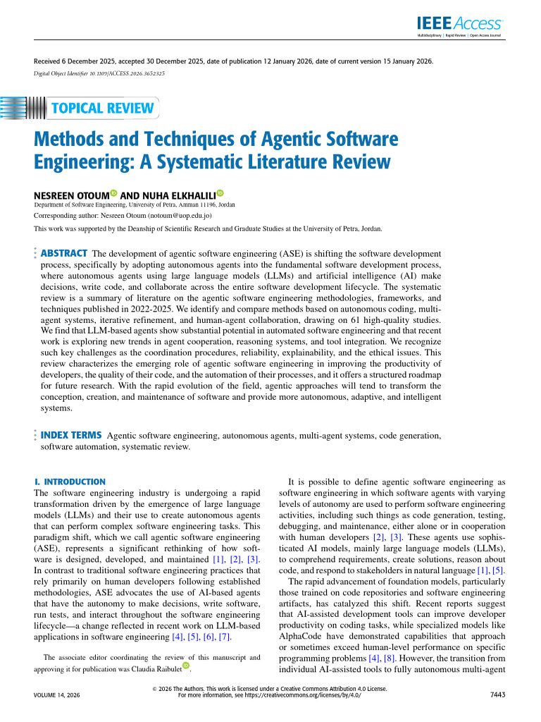 Methods and Techniques of Agentic Software Engineering a Systematic ...