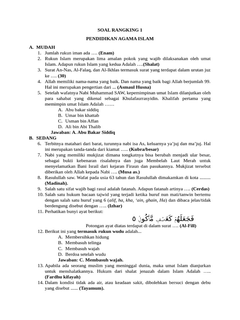 Gambaran Materi Soal Rangking 1-1 | PDF