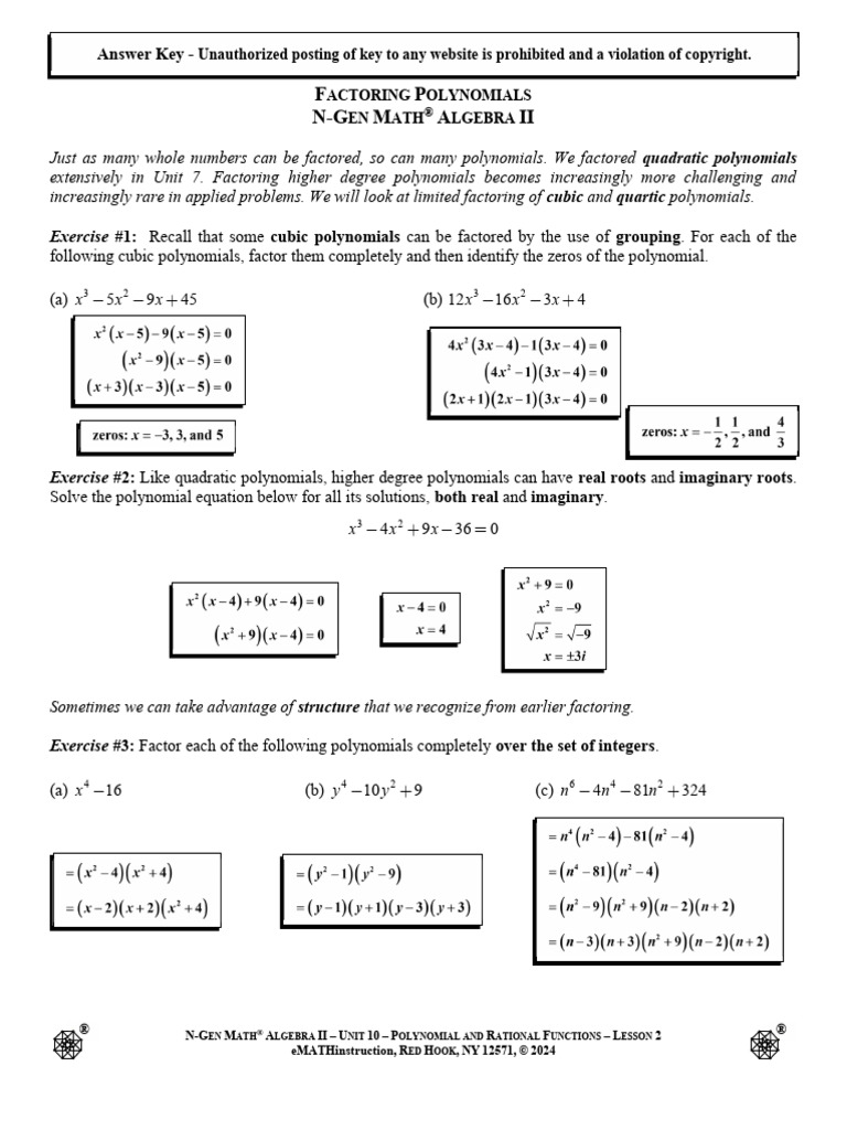 10.2.factoring Polynomials+Ans | PDF | Factorization | Polynomial